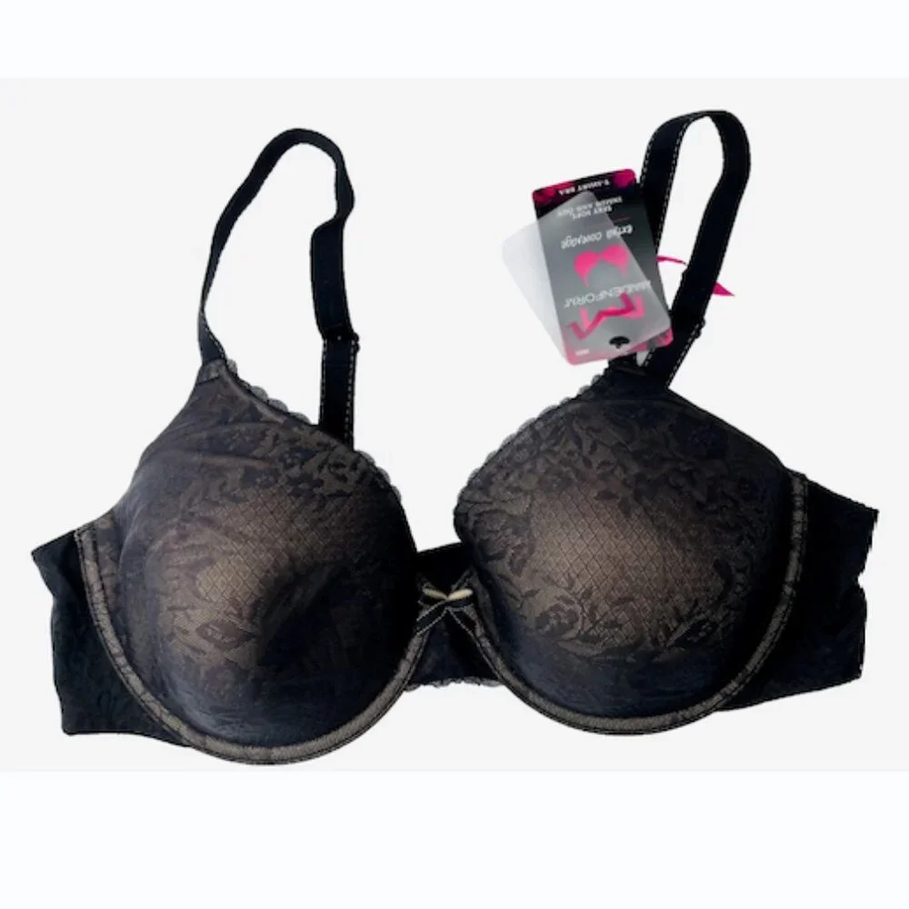 Maidenform Black Lace Beige T-Shirt Bra 40C NWT Lightly Lined‎ Sexy